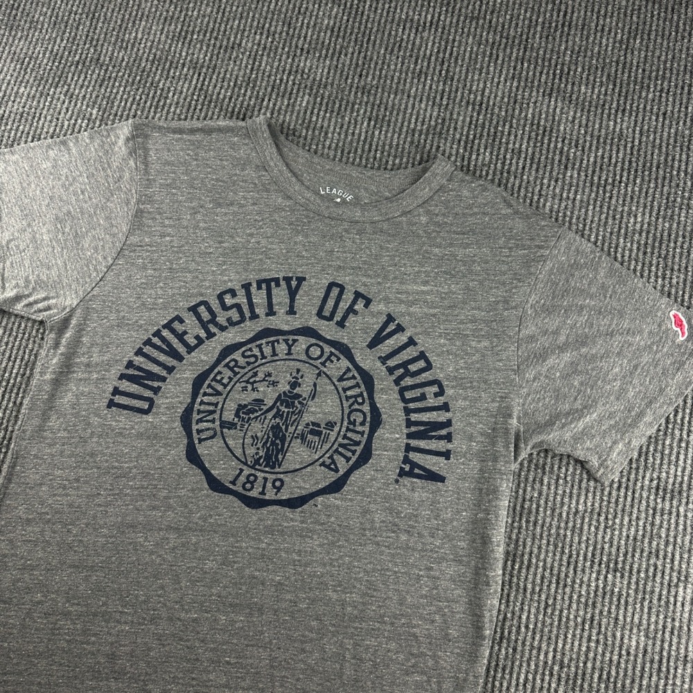 League University of Virginia UVA Seal T-Shirt Mens Medium Gray Short Sleeve Tee